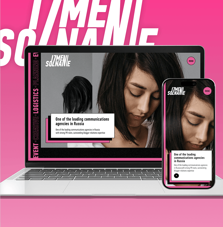 Макет сайта Izmeni Soznanie на ноутбуке и смартфоне