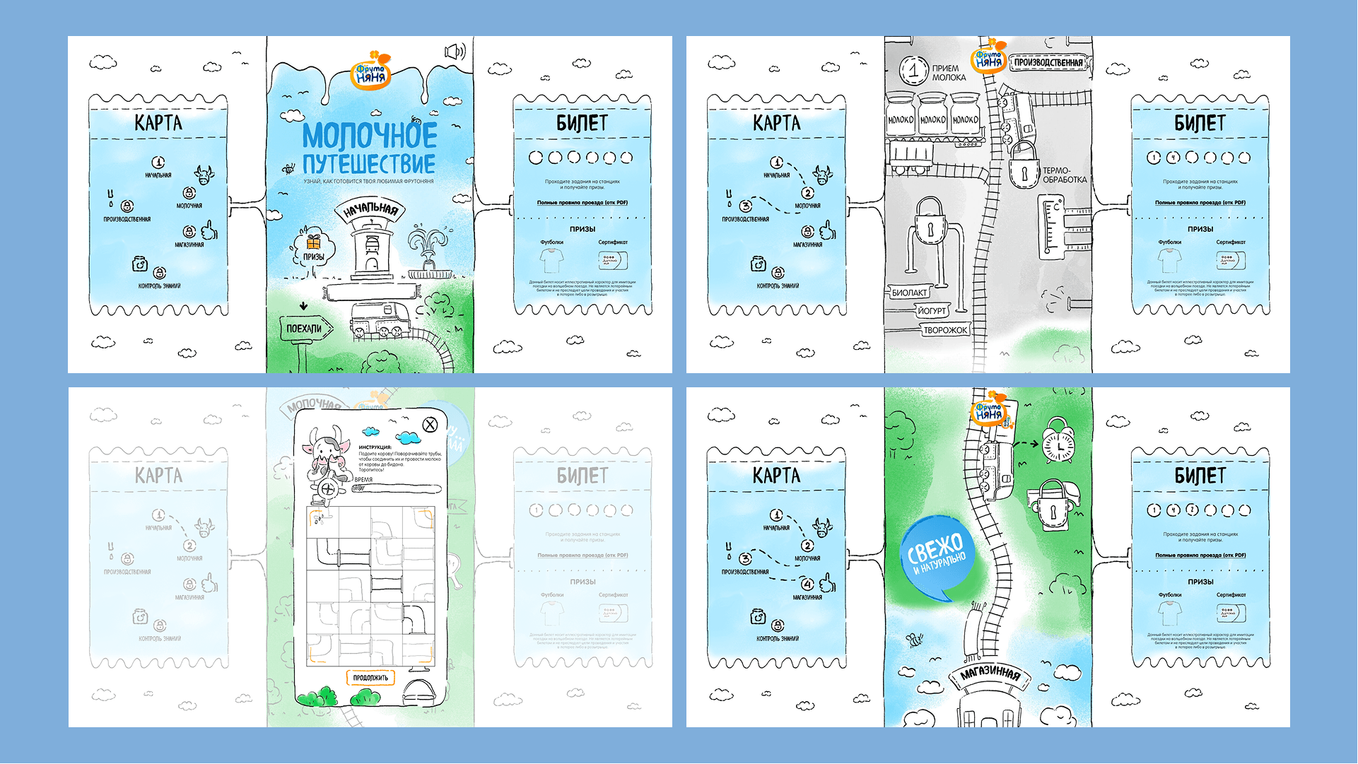 Interface of the FrutoNyanya “Milk Journey” children’s game