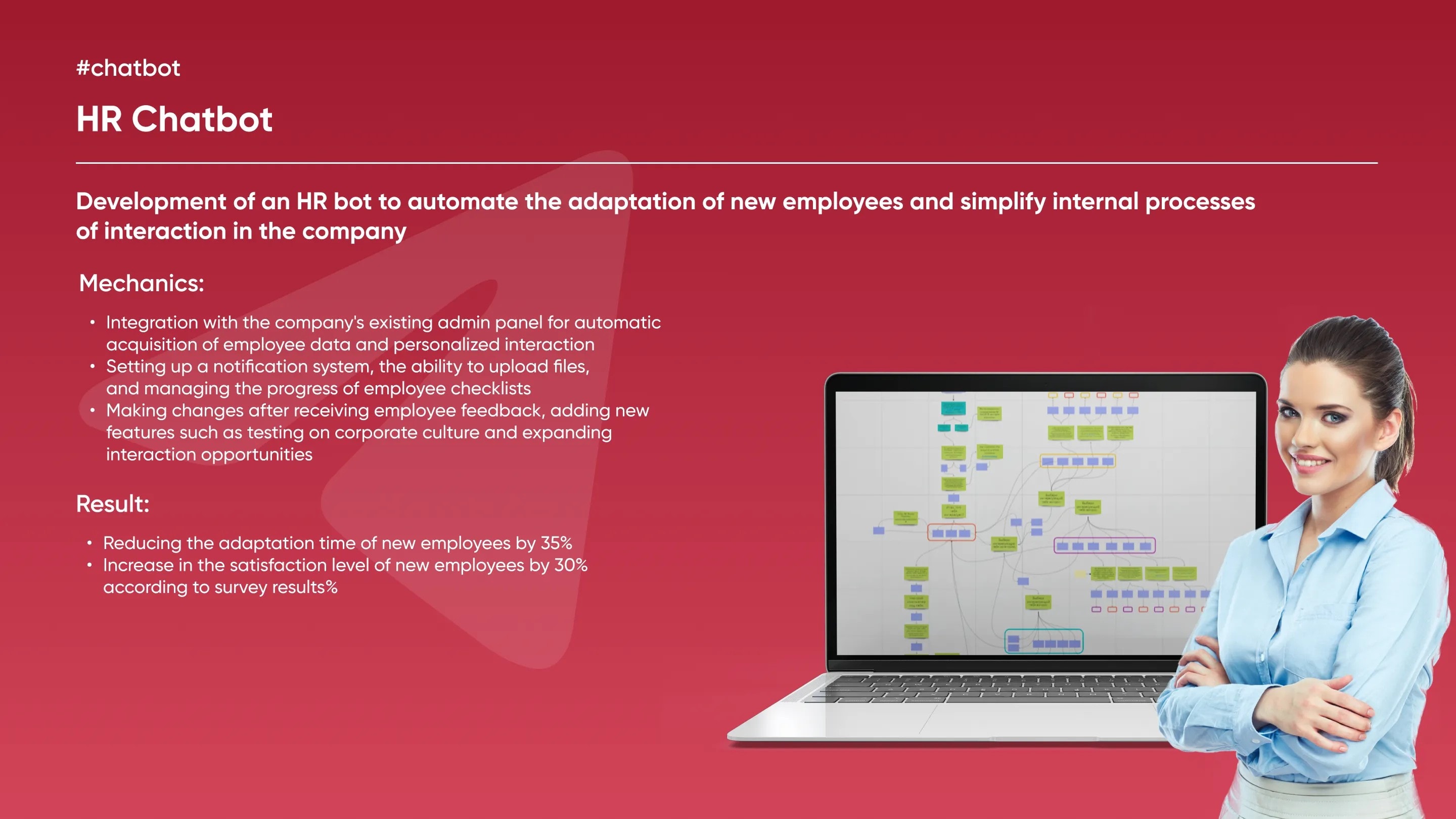 HR chatbot for employee onboarding with a process flow diagram